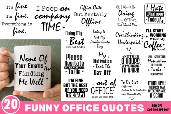 Download Funny Sarcastic Office Quotes SVG Bundle - Office Collection