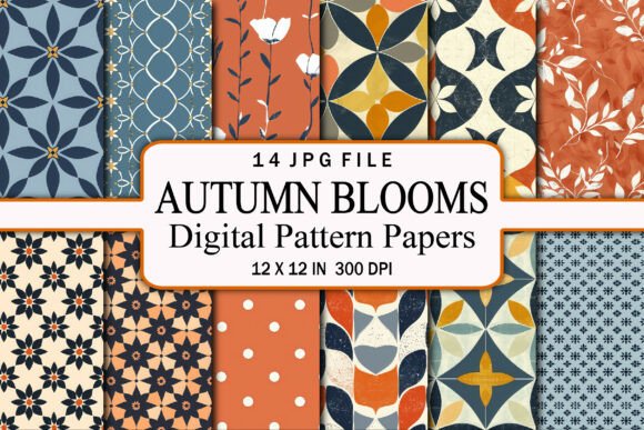 Download Autumn Blooms Digital Pattern Papers - Autumn blooms Collection