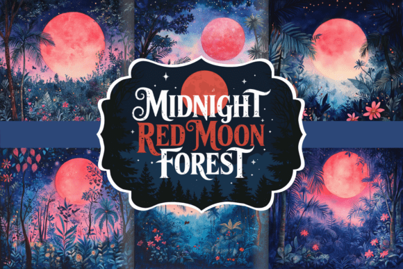 Download Midnight Red Moon Forest Junk Journal - Premium Resources