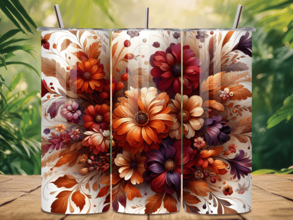 Download Autumn Blooms 20 Oz Tumbler Wrap PNG - Premium Resources